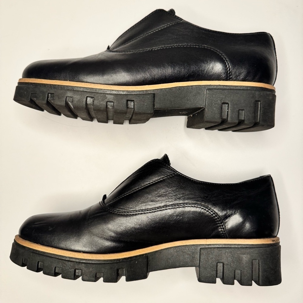 Atelier Women’s Barton Black & Tan Italian Leather Platform Penny Loafers Sz 38 - Picture 10 of 14